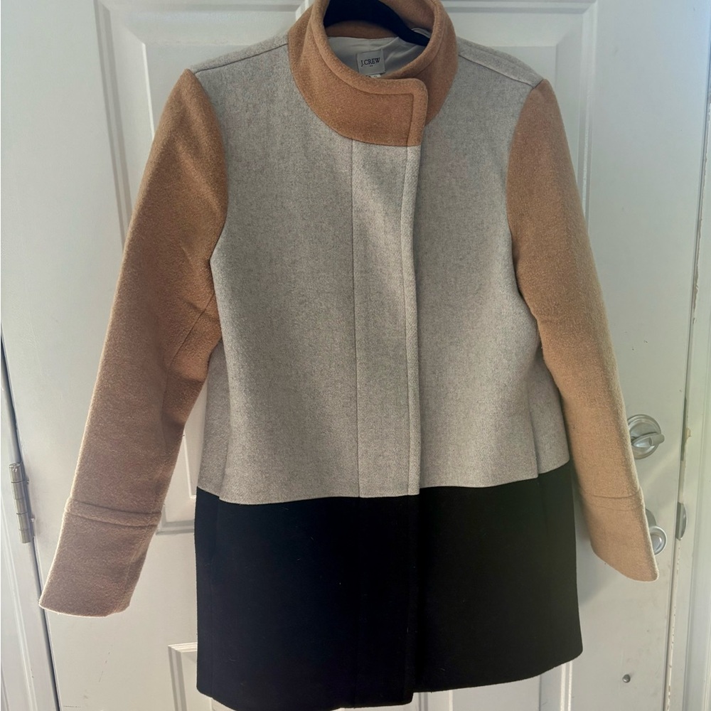 J. Crew Women's Tan, Gray, and Black Pea Coat